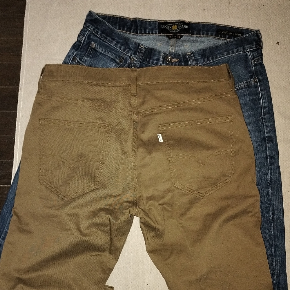 LOT Of 2 LEVIS /Lucky Brand Men's Dark Blue Relaxed Jeans 33/32
